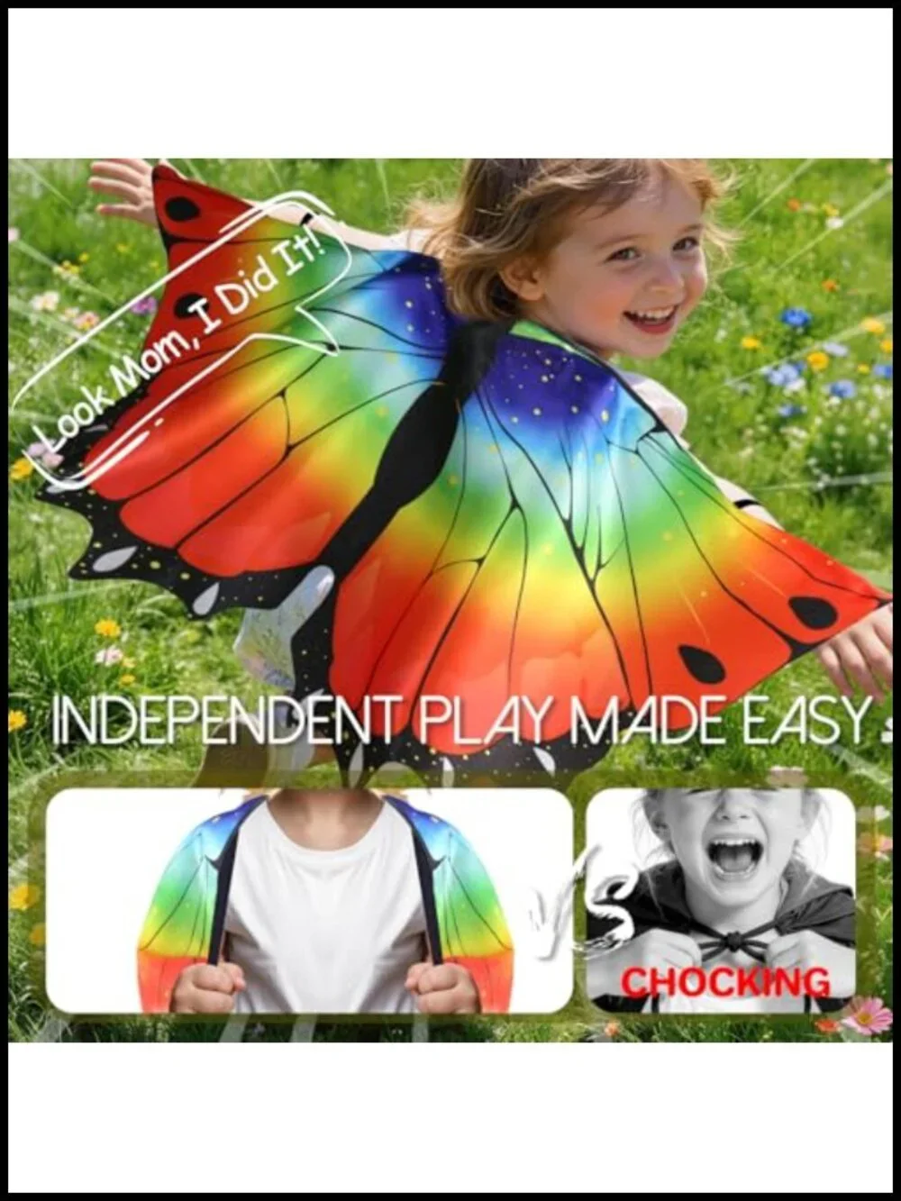 Kids Dress-Up Butterfly Wings Costume Set 4-Pack Bee Ladybug Fairy Pretend Play
